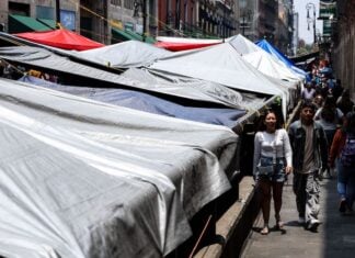 The CNTE’s current encampment along 20 de Noviembre Street