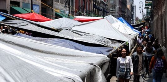 The CNTE’s current encampment along 20 de Noviembre Street