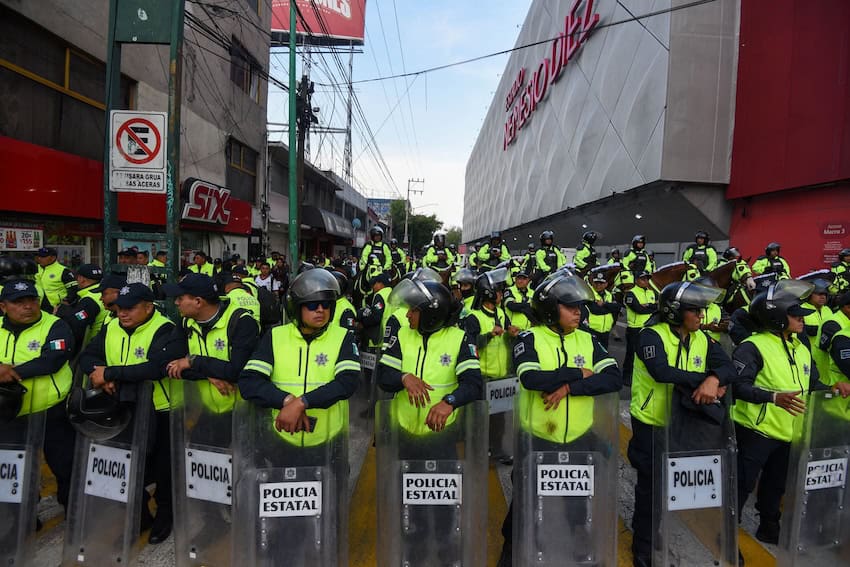 troops outside TOluca soccer stadium