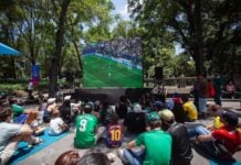 Soccer fans enjoy Germany vs. Curaçao from Mexico City's Chapultepec Park on Sunday.