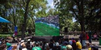 Soccer fans enjoy Germany vs. Curaçao from Mexico City's Chapultepec Park on Sunday.