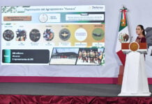 President Sheinbaum shares a slide showing photos and information about Mexican earthquake aid to Venezuela