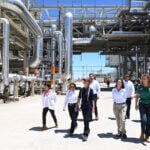 Government officials touring the “González Ortega” combined-cycle plant in Mexicali, Baja California