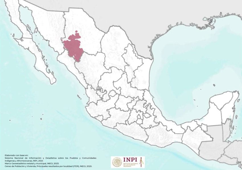 A map showing the pueblo tarahumara in chihuahua