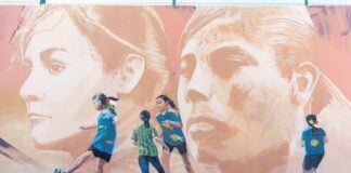 soccer-themed mural in La Paz, Baja California Sur