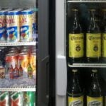 Fridge with beers in it