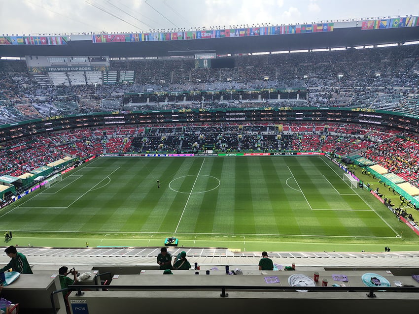 The view of Mexico City Stadium, filled with 2026 FIFA World Cup spectators, before the kick-off match against South Africa
