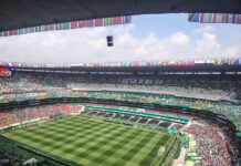 The view of Mexico City Stadium, filled with 2026 FIFA World Cup spectators, before the kick-off match against South Africa