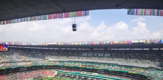 The view of Mexico City Stadium, filled with 2026 FIFA World Cup spectators, before the kick-off match against South Africa