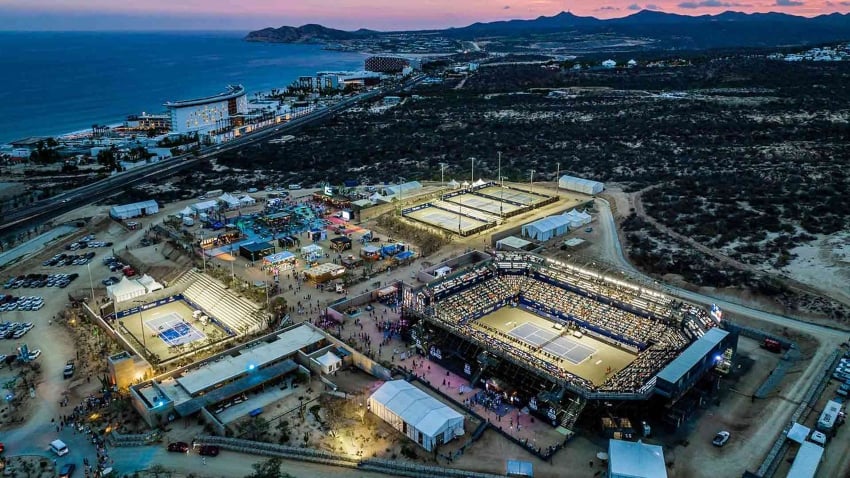 Cabo Sports Complex and tennis center in Los Cabos at dusk