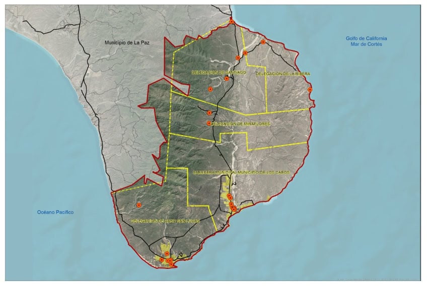 A municipal map of Los Cabos