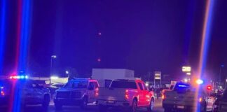 police cars near where an agent was killed in Mexicali