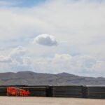 Construction materials, including steel bollard, for new border wall near Big Bend