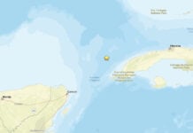 map of earthquake near Cuba