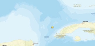 map of earthquake near Cuba