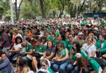 Mexico fans watching the inaugural game from a FIFA Fan Fest in the Benito Juárez borough of Mexico City