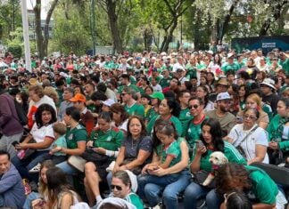 Mexico fans watching the inaugural game from a FIFA Fan Fest in the Benito Juárez borough of Mexico City