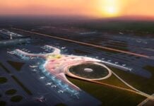AICM runways and routing area in Mexico City