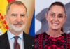 Diptych of Sheinbaum and King Felipe VI of Spain