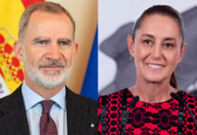 Diptych of Sheinbaum and King Felipe VI of Spain