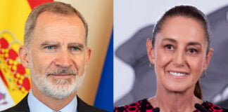 Diptych of Sheinbaum and King Felipe VI of Spain