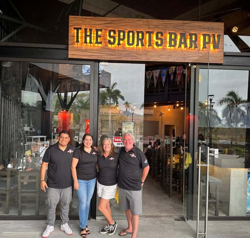The Sports Bar PV staff in front of their Puerto Vallarta bar