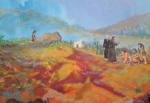 Painting of a Jesuit missionary at the natural history museum in Cabo San Lucas.