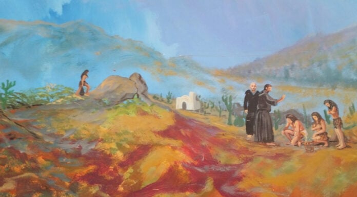 Painting of a Jesuit missionary at the natural history museum in Cabo San Lucas.