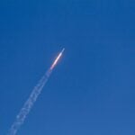 Rocket flying into space