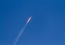 Rocket flying into space