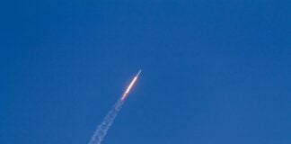 Rocket flying into space