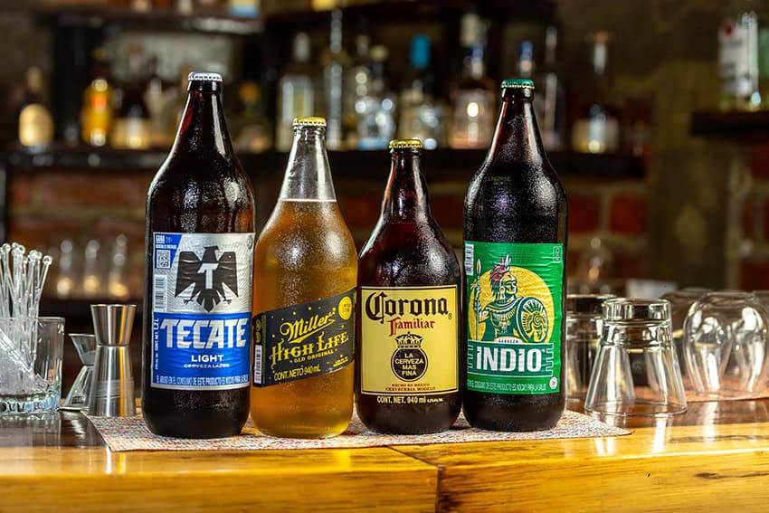 Corona, Indio, Tecate and Miller beer caguamas