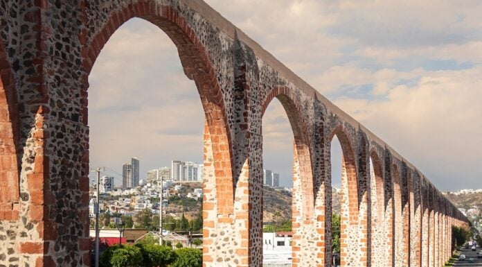 An Ancient aqueduct Queretaro, Mexico. 2023