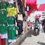 Mexican National team jerseys on sale at a street stand in Mexico