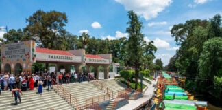 The renovated Embardero Zacapa dock in the canals of Xochimilco