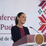 President Sheinbaum at the podium of her July 10 press conference