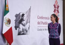 President Sheinbaum at her July 16 mañanera press conference