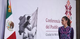 President Sheinbaum at her July 16 mañanera press conference