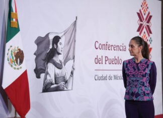 President Sheinbaum at her July 16 mañanera press conference