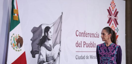 President Sheinbaum at her July 16 mañanera press conference