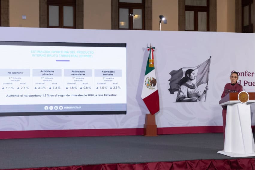 President Sheinbaum shares an INEGI infographic showing a 1.5% growth in GDP