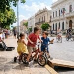 Paseo de Montejo, a Sunday ciclovía in Mérida, with this image generated by AI tools