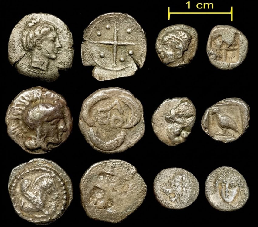 Examples of ancient coins from Greece