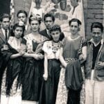 Frida Kahlo with students circa 1943