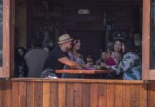 tourists in Rosarto restaurant