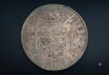 Spanish piece of eight, or peso de ocho.