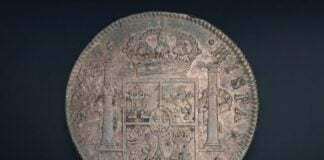 Spanish piece of eight, or peso de ocho.