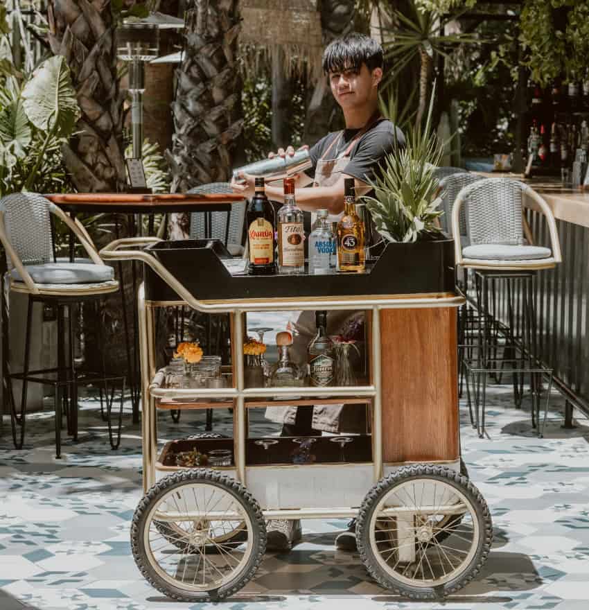 Mixology cart at Acre in Los Cabos