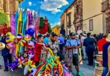 Colorful items offered by vendors in San Miguel de Allende