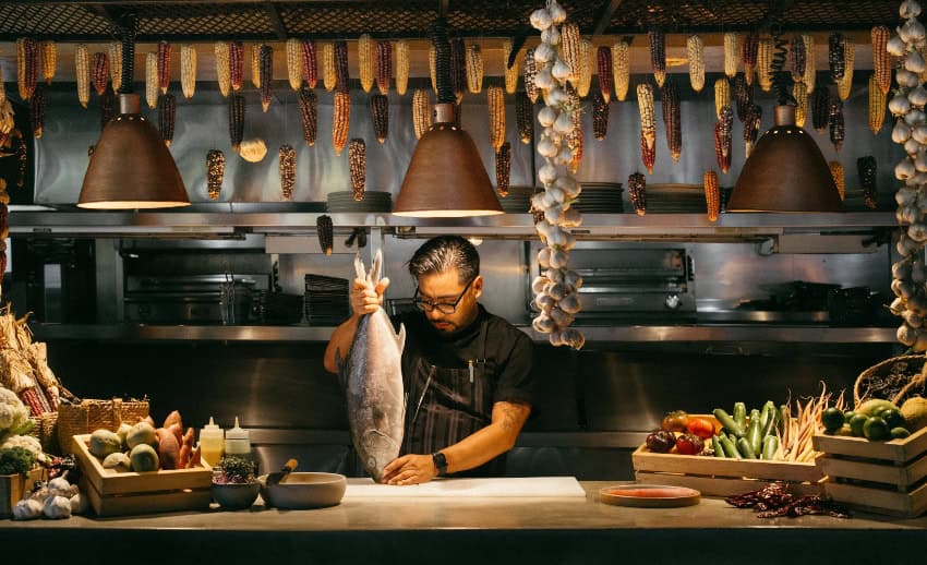 Acre chef David Fajardo preparing fresh seafood